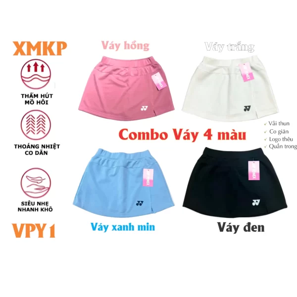 VÁY THỂ THAO NỮ Cầu lông  (Váy 4 màu)
